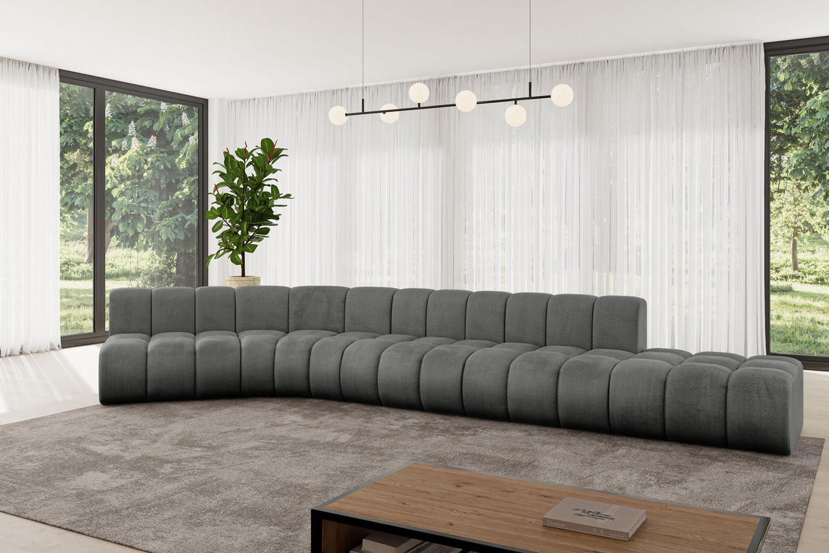 ECKSOFA modulares Sofa Brilo-L2 - 471x174x70 cm Dunkelgrau - Dunkelgrau, Holzwerkstoff/Textil (471/174cm) - ALTDECOR