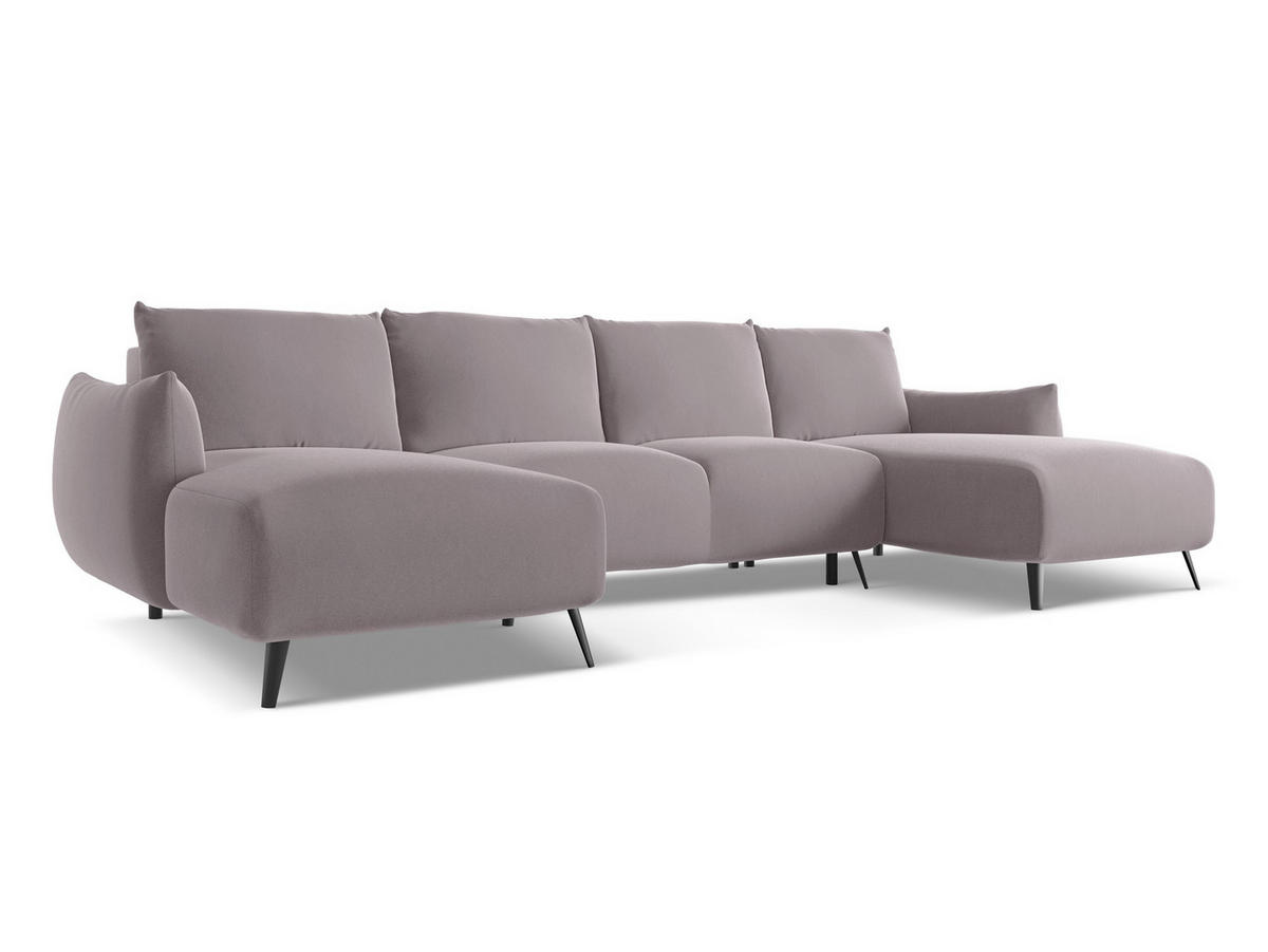 WOHNLANDSCHAFT Samt Stoff Violett - Lila/Flieder, Textil/Metall (317/86/162cm) - Makamii