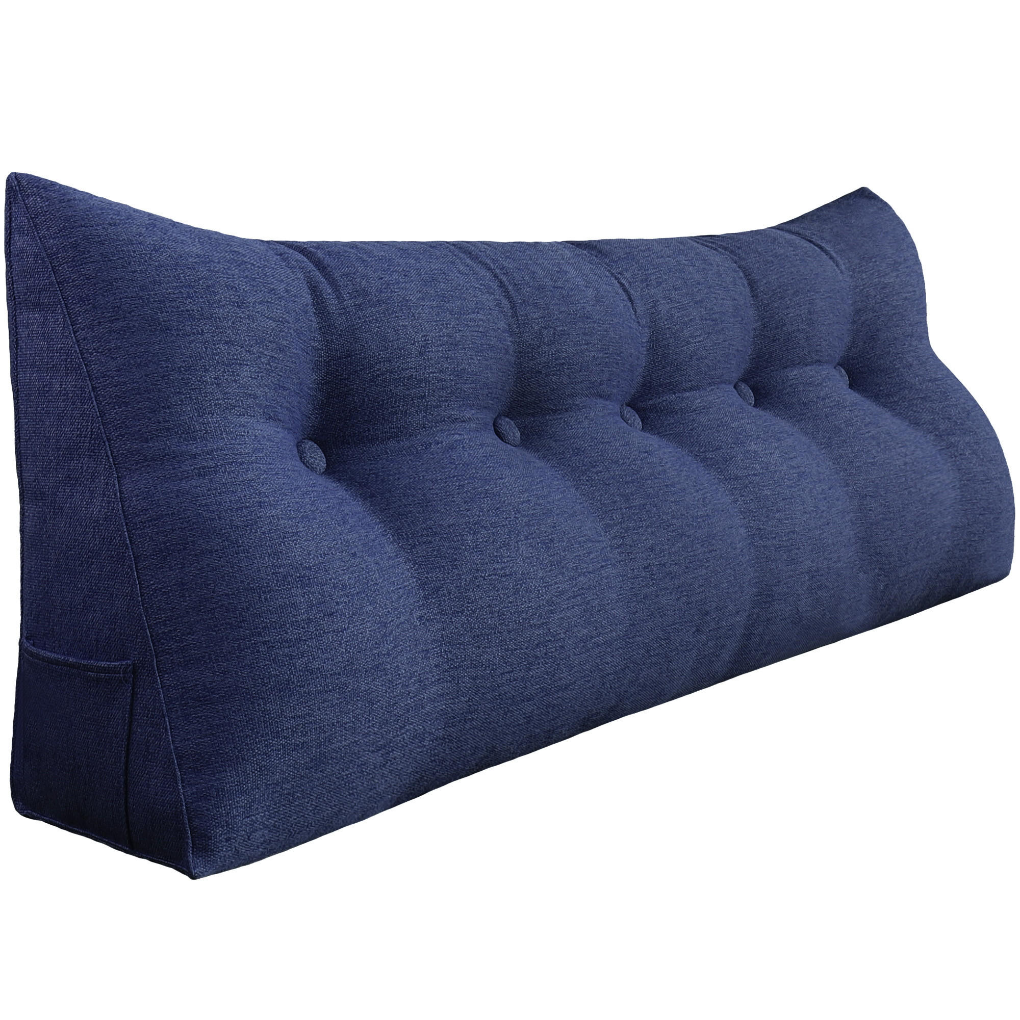 RÜCKENKISSEN für Bett Leinenlook Blau 160 cm - Blau, Textil (50/160cm) - Vercart
