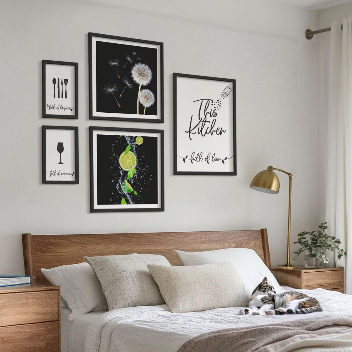WANDBILDER 5er-Set - 50x50 cm & 20x30 cm & 40x60 cm Schwarzer Rahmen - Blumenposter Paris London - Schwarz, Kunststoff (40/60cm) - ArtPrintCave