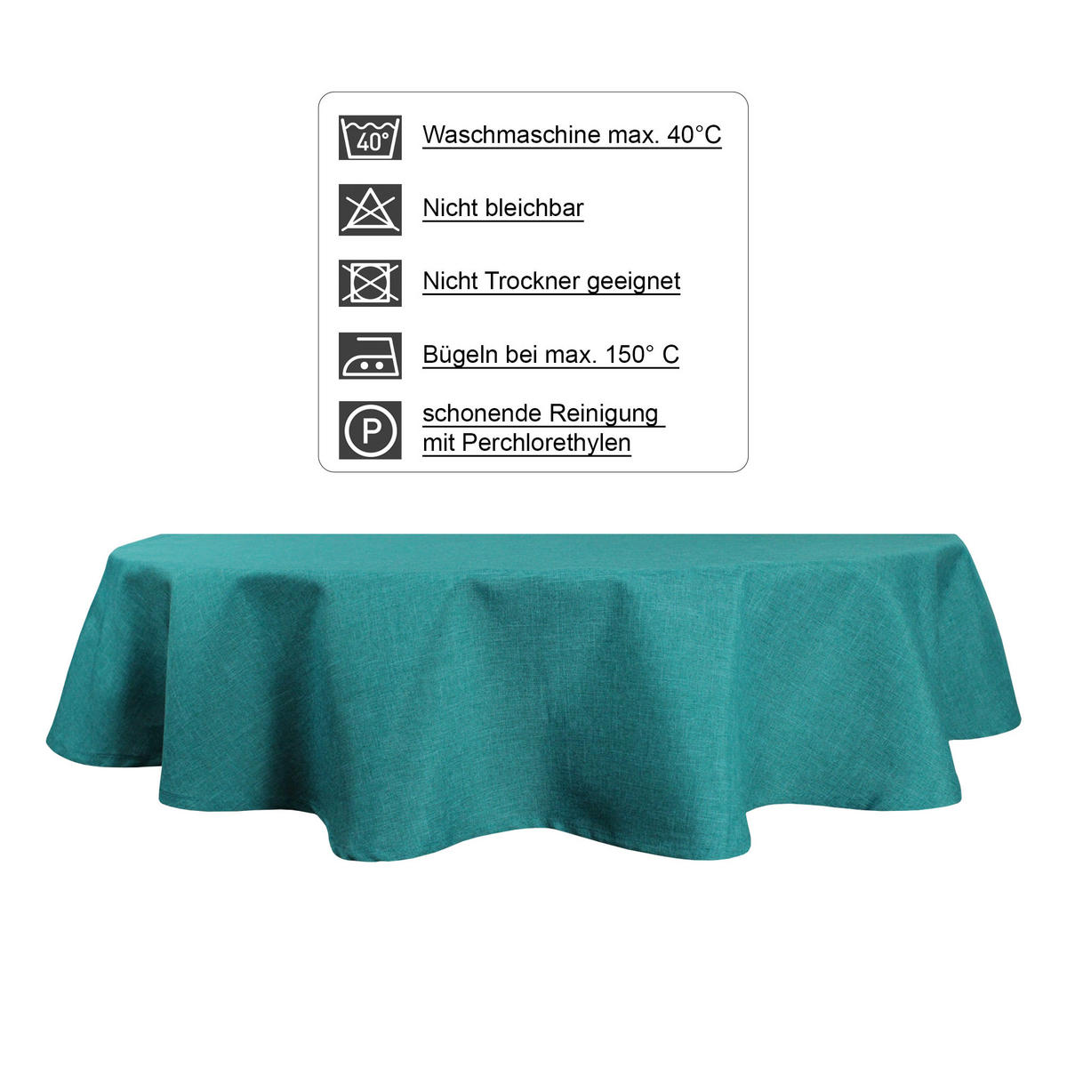 TISCHDECKE Leinenoptik 135/180 cm oval Petrol - Petrol, Textil (135/180cm) - TiborTex