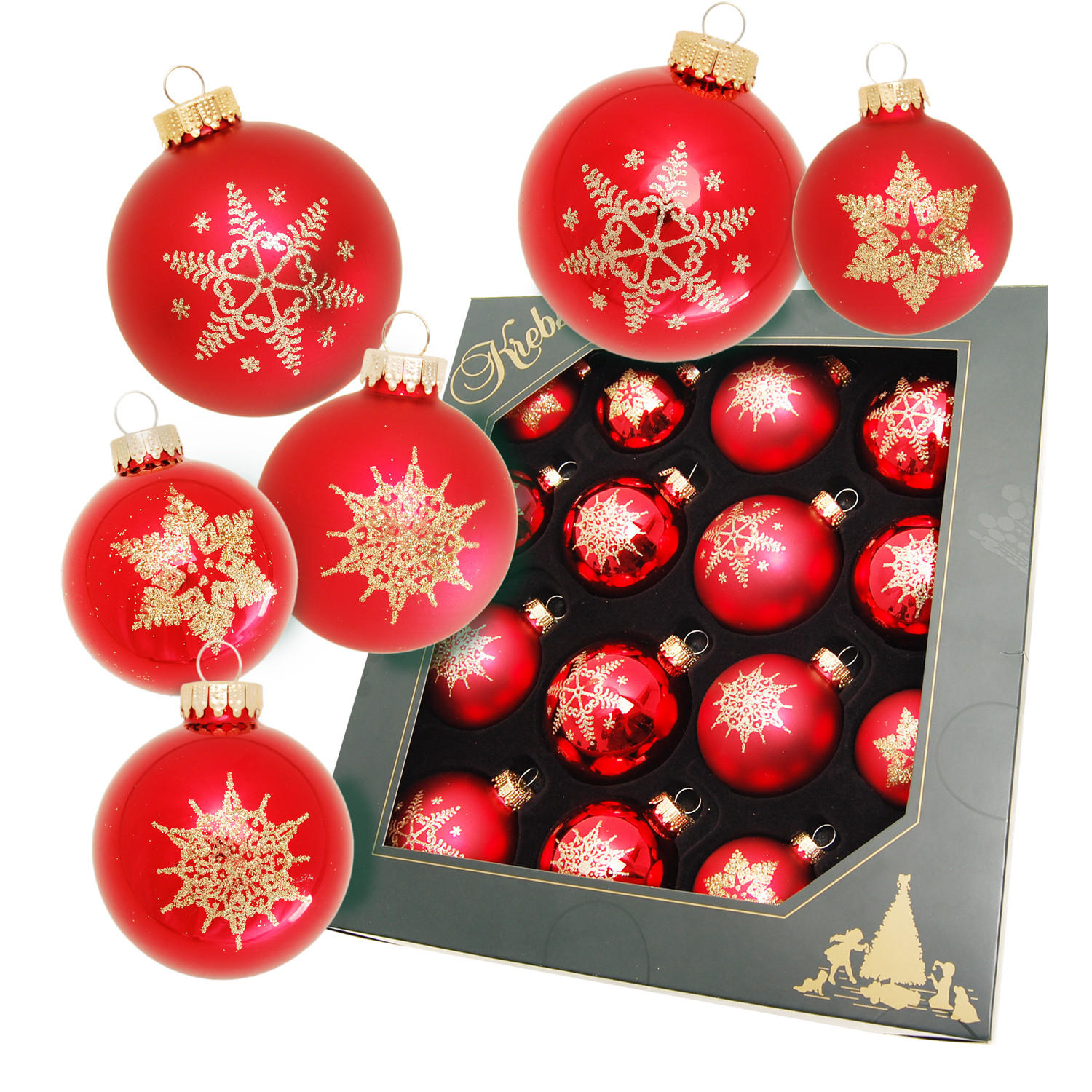Krebs Glas Lauscha Christbaumkugeln Rot 6x8x5 cm
