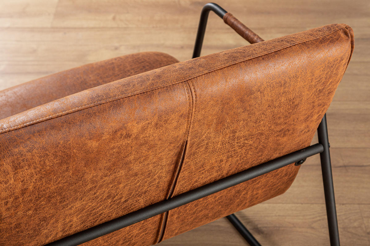 SESSEL MUSTANG LOUNGER Kunstleder Hellbraun 80 cm - Hellbraun/Schwarz, Kunststoff/Metall (71/79/72cm) - riess-ambiente