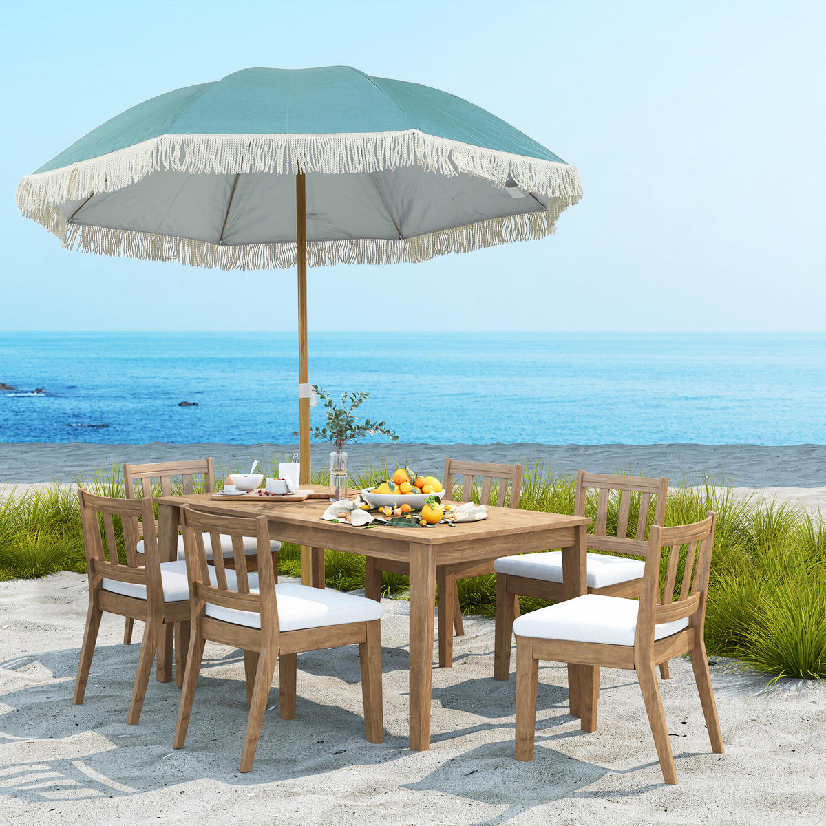 STRANDSCHIRM Hellblau Ø 172 cm - Hellblau, Textil (172/172cm) - PANGIVO