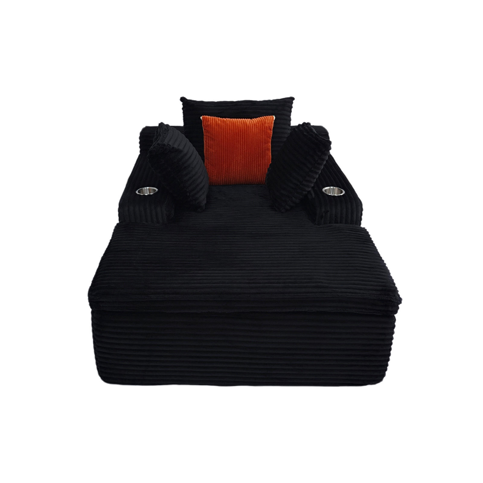 KLAPPSOFA mit 2-in-1-Funktionskissen, Cordstoff - Schwarz - Schwarz, Textil (113/63/164cm) - KOMHTOM