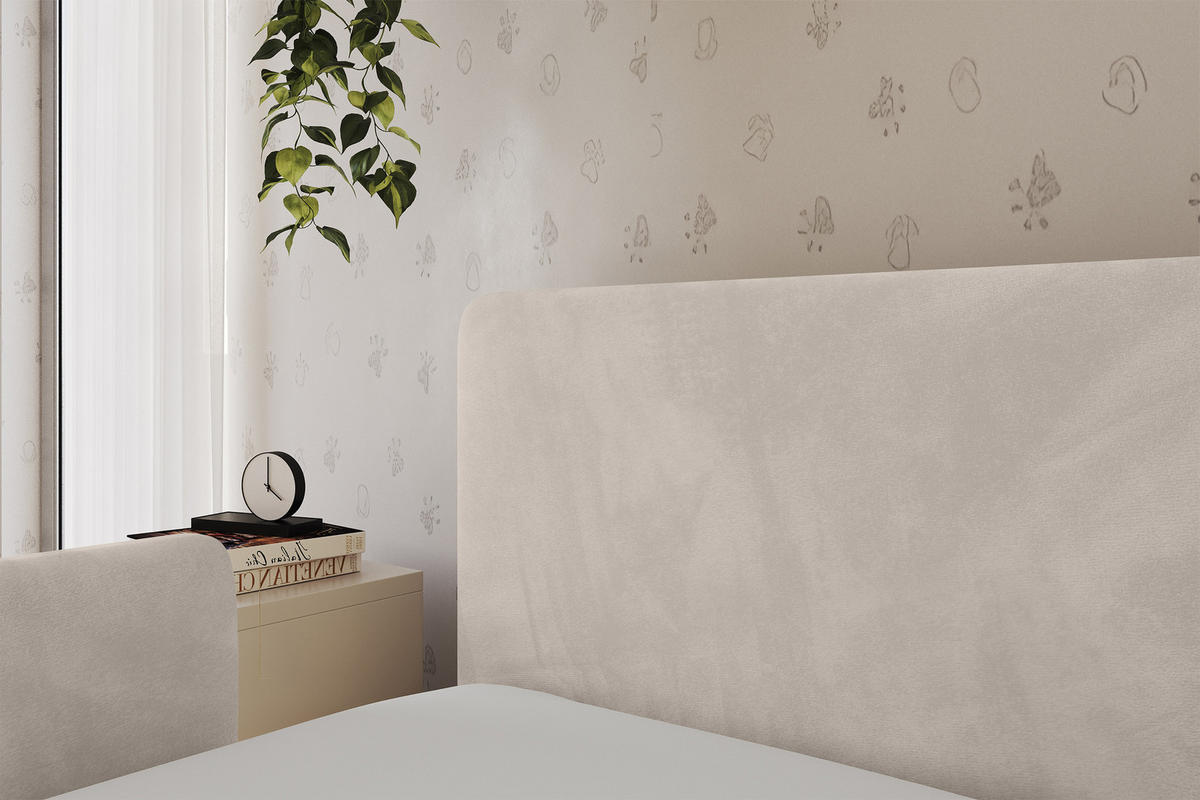 EINZELLBETT Jugendbett mit Bettkasten, Rechts - NORY 100x200 Beige - Sandfarben, Holzwerkstoff/Textil (100/200cm) - ALTDECOR