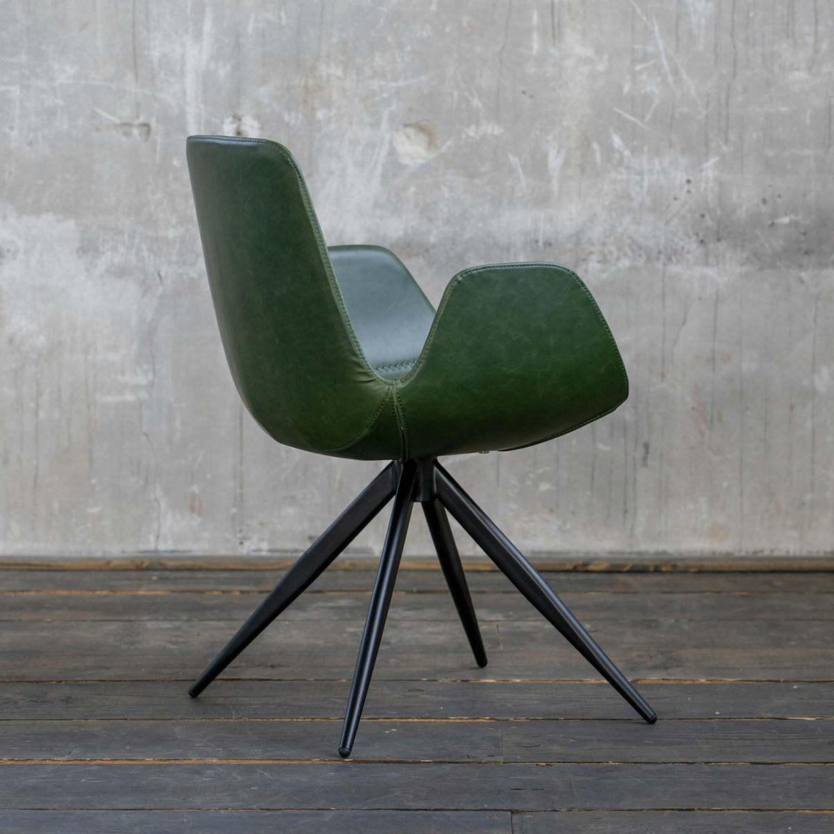DREHSTUHL QUEN Grün Kunstleder - Schwarz/Grün, Leder (55.5/82/55cm) - KAWOLA