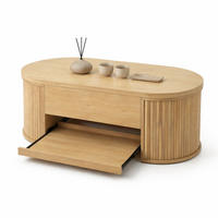 COUCHTISCH in Natur 110/55,5/40 cm aus MDF mit Hubplatte, verstecktem Stauraum und ausziehbarer Ablage - Naturfarben, Holzwerkstoff/Metall (55.5/110/55cm) - CHICFURN