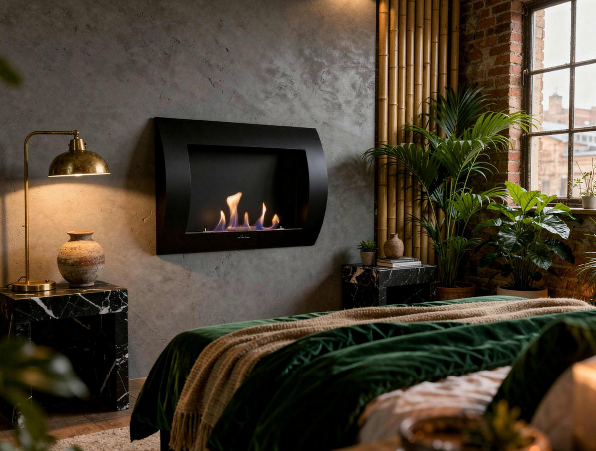 BIOETHANOL-KAMIN Schwarz Wandmodell inklusive 1 L Brennblock - Schwarz, Metall (60/45/14cm) - Purline