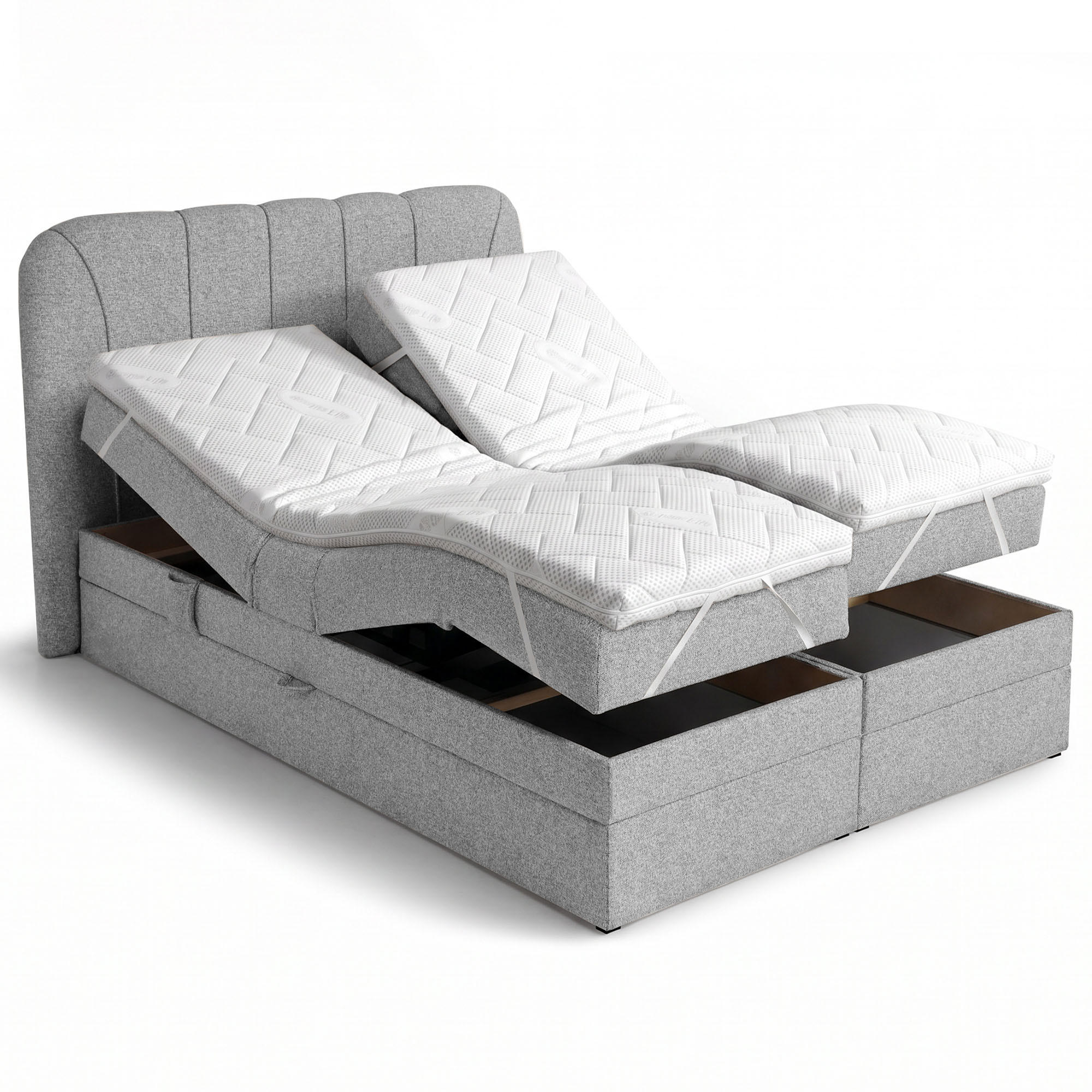 Beautysofa BOXSPRINGOVÁ POSTEL Romeo s elektrickým polohováním matrace, 160x200 cm, šedá