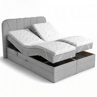 BOXSPRINGOVÁ POSTEL Romeo s elektrickým polohováním matrace, 140x200 cm, šedá - šedá, textil (140/200cm) - Beautysofa