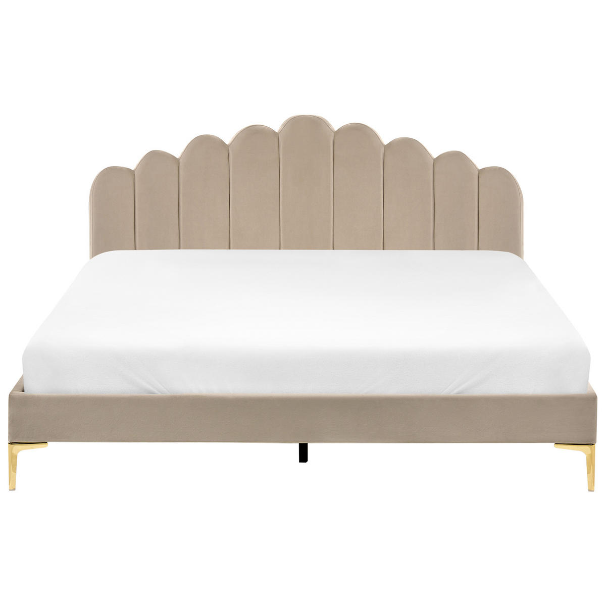 BETT mit Lattenrost 180/200 cm Samtstoff Taupe Sauvian - Taupe, Textil (180/200cm) - Beliani