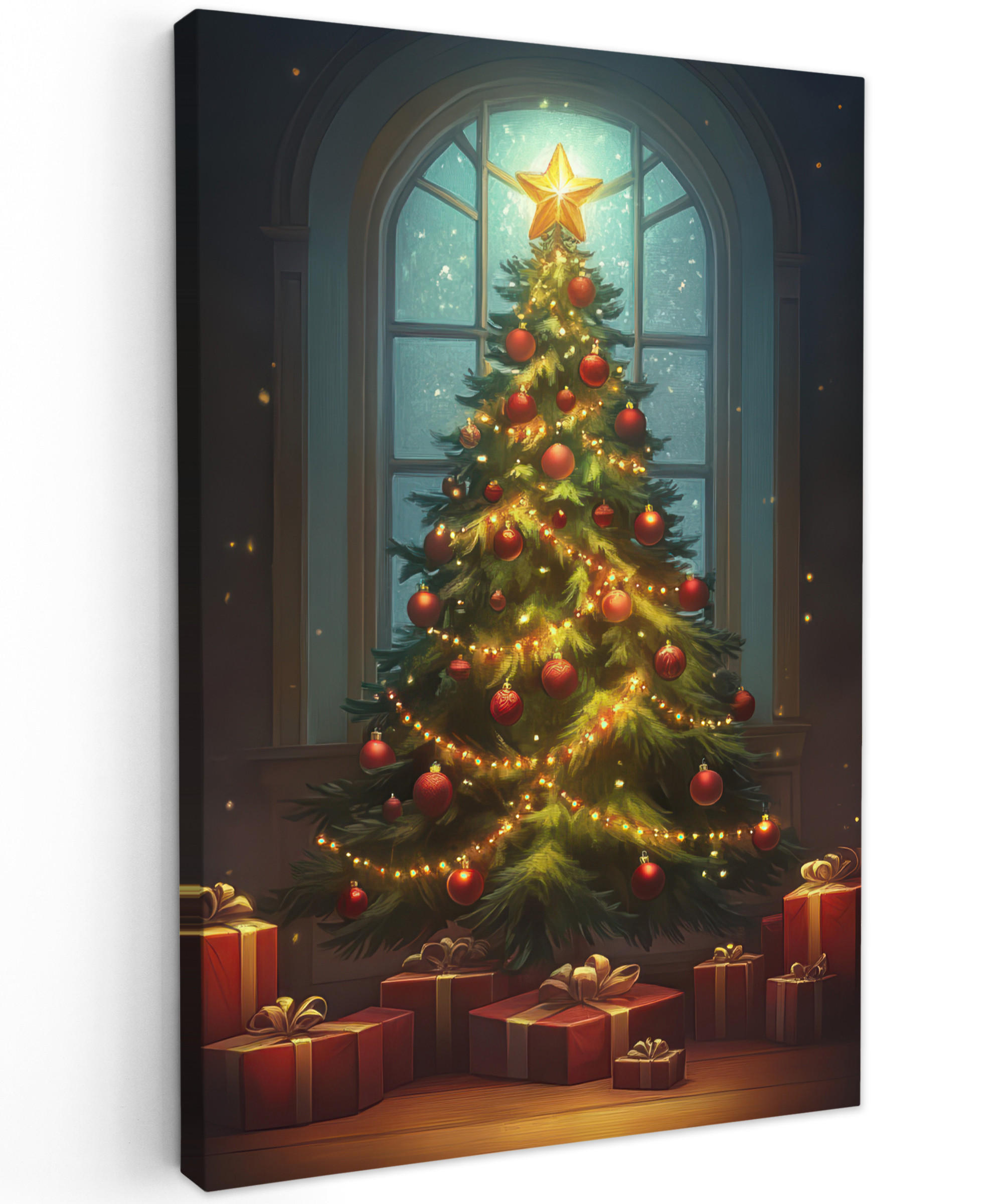 LEINWANDBILD Weihnachtsbaum - Geschenk - Winter 40x60 cm - Grün, Textil (40/60cm) - MuchoWow