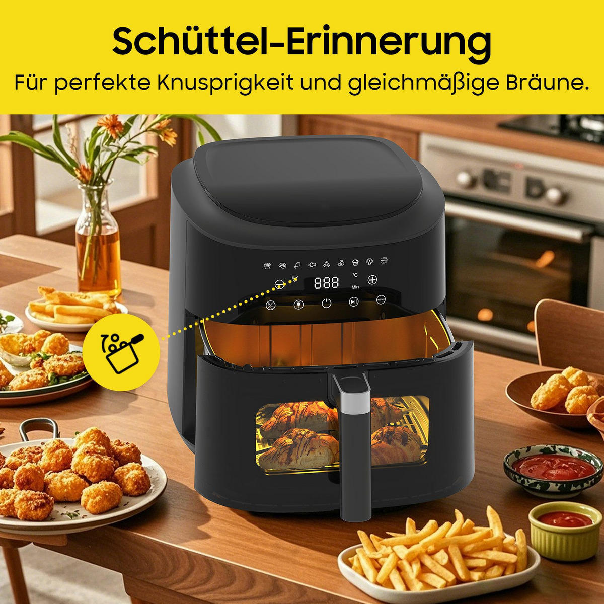 HEISSLUFTFRITTEUSE 9 Liter - Schwarz, Metall (31/32/31cm) - Aimax