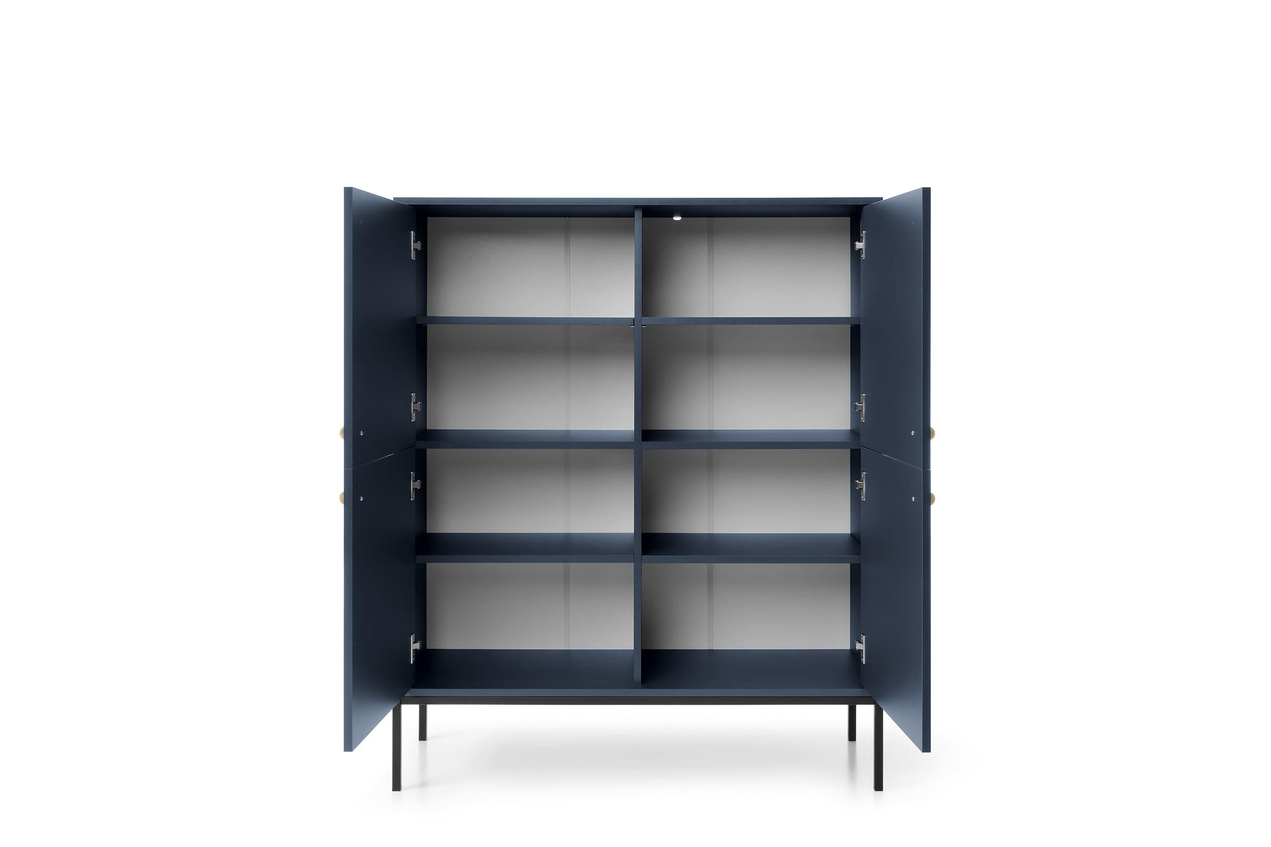 KOMODA Melody I 104 4D Dunkelblau + Schwarz - Schwarz/Dunkelblau, Holzwerkstoff (104/125/39cm) - Möblo