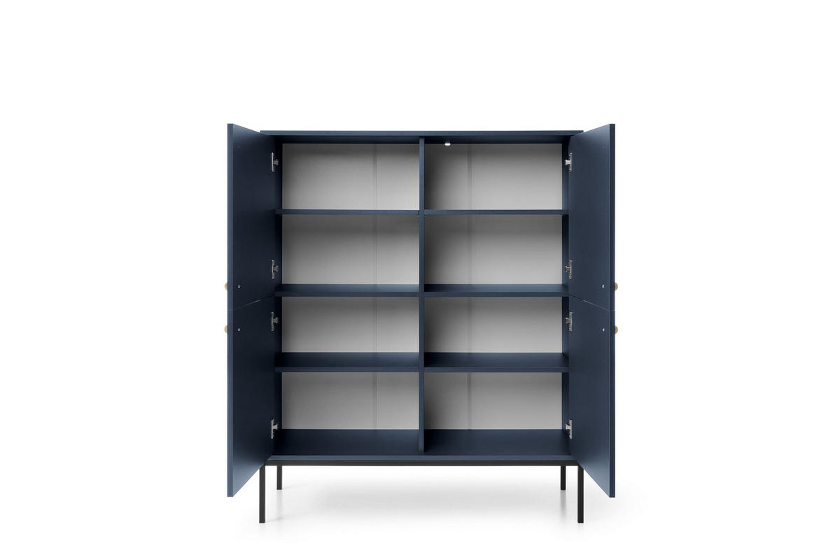 KOMODA Melody I 104 4D Dunkelblau + Schwarz - Schwarz/Dunkelblau, Holzwerkstoff (104/125/39cm) - Möblo