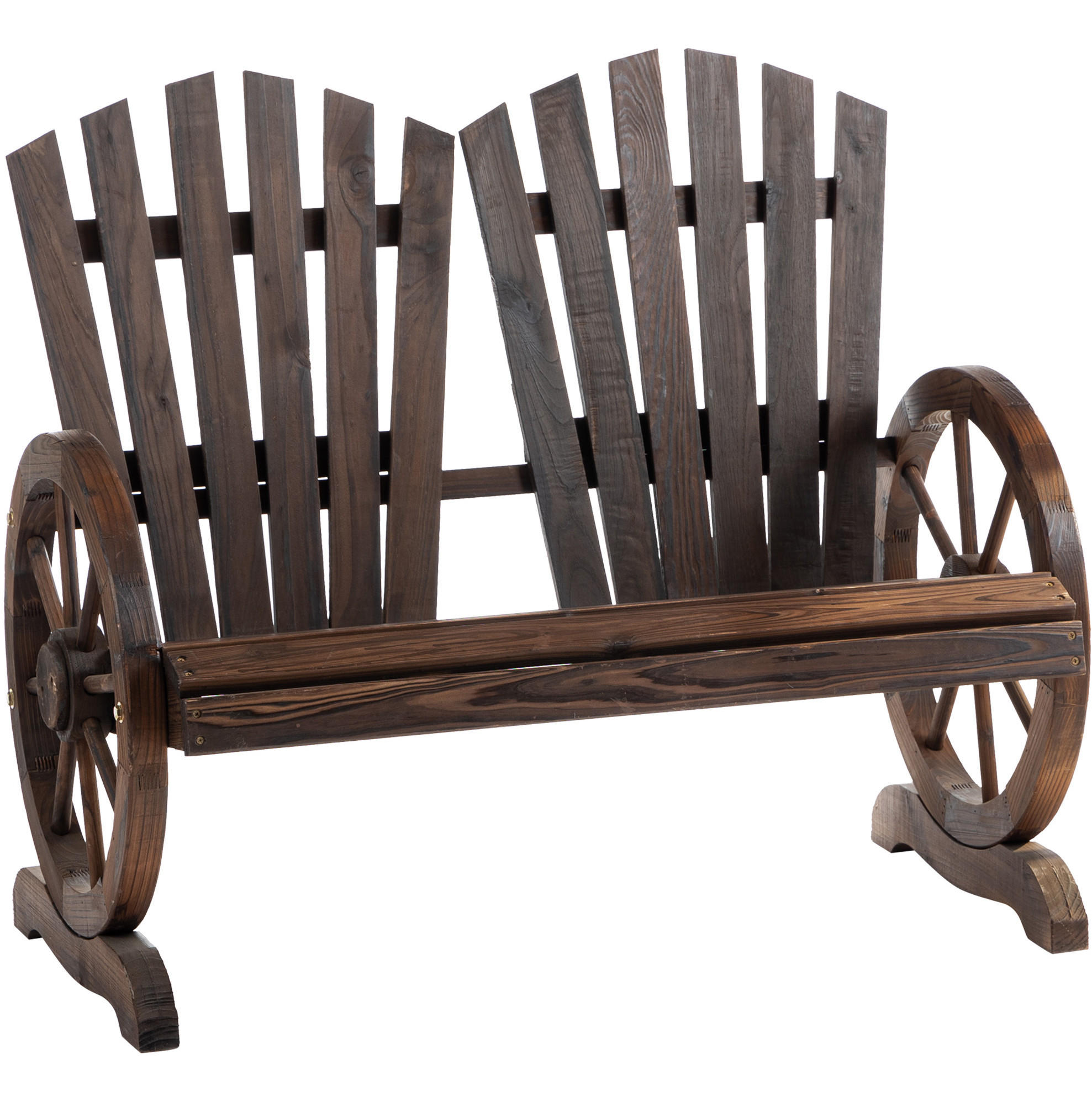 ZAHRADNÍ lavice 108/66/95 cm tmavě hnědá z jedlového dřeva s područkami pro 2 osoby - tmavě hnědá, kompozitní dřevo (66/95/108cm) - OKWISH