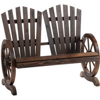 ZAHRADNÍ lavice 108/66/95 cm tmavě hnědá z jedlového dřeva s područkami pro 2 osoby - tmavě hnědá, kompozitní dřevo (66/95/108cm) - OKWISH