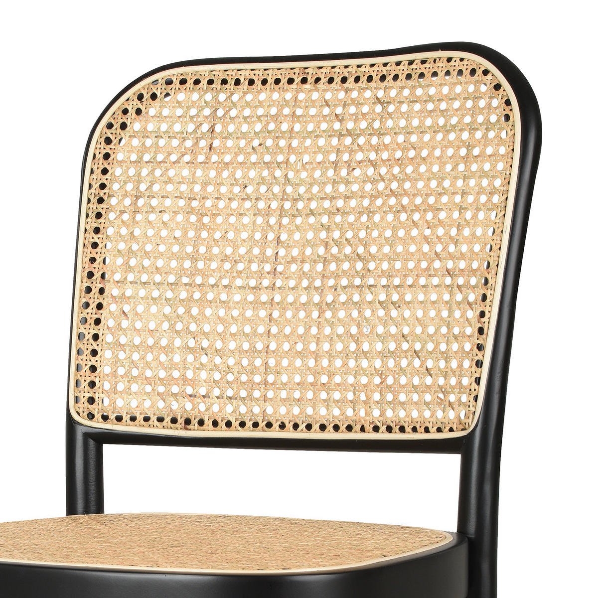 ESSZIMMERSTUHL - Rattan / Buche massiv, 2er-Set - Schwarz, Naturmaterialien (51/87/45cm) - home24