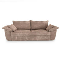 SOFA 3-Sitzer Gerippter Samt XXL Taupe 232cm - Taupe, Textil (232/92/102cm) - Sia Home