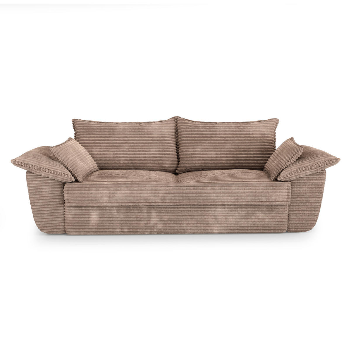 SOFA 3-Sitzer Gerippter Samt XXL Taupe 232cm - Taupe, Textil (232/92/102cm) - Sia Home