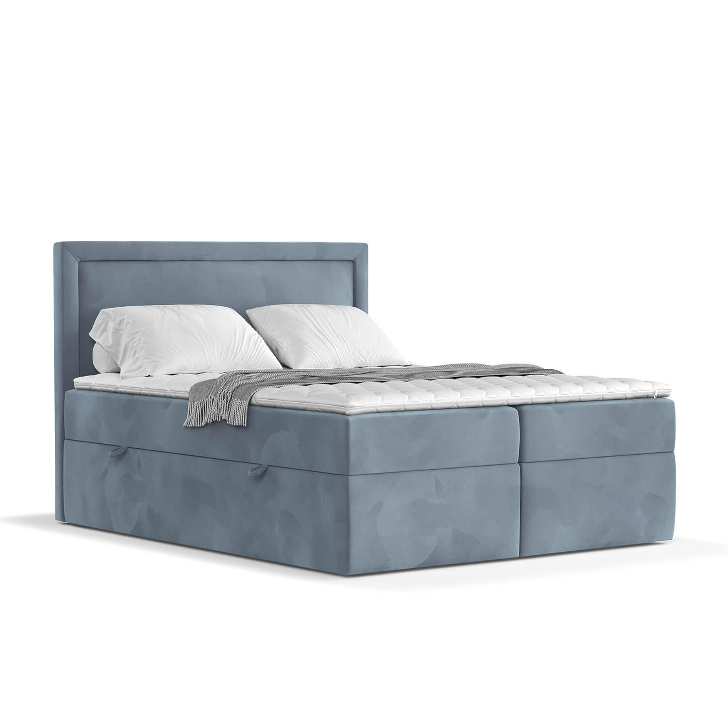 BOXBETT Jodan 120/200 cm Blau grau im Magic Velvet Stoff - Blaugrau/Schwarz, Holz/Holzwerkstoff (120/200cm) - AltaBeds