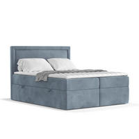 BOXBETT Jodan 120/200 cm Blau grau im Magic Velvet Stoff - Blaugrau/Schwarz, Holz/Holzwerkstoff (120/200cm) - AltaBeds