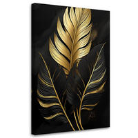 LEINWANDBILD Goldfarbene schwarze Monstera-Palmblätter - Goldfarben, Textil (80/120cm) - Feeby
