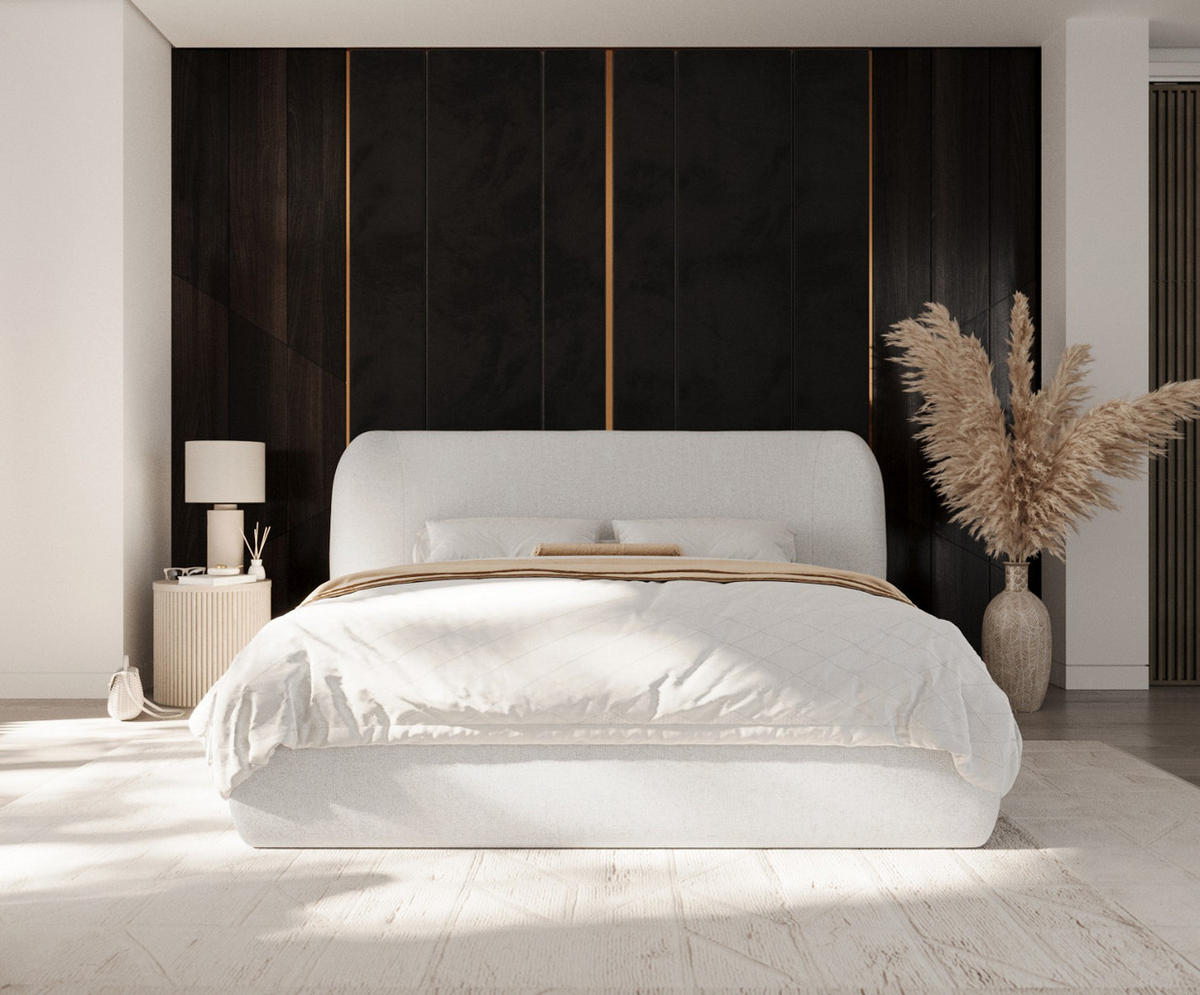 POLSTERBETT Bellano mit Stauraum 200/200 cm Hellbeige im Riva Stoff - Beige/Schwarz, Holz/Holzwerkstoff (200/200cm) - AltaBeds