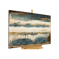 ACRYLBILD HANDGEMALT 120/80 cm - Blau/Beige, Holz/Textil (1.4/80cm) - KUNSTLOFT