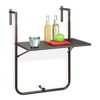 BALKONHÄNGETISCH - Dunkelbraun, Kunststoff/Metall (59/59.5/83cm) - Relaxdays