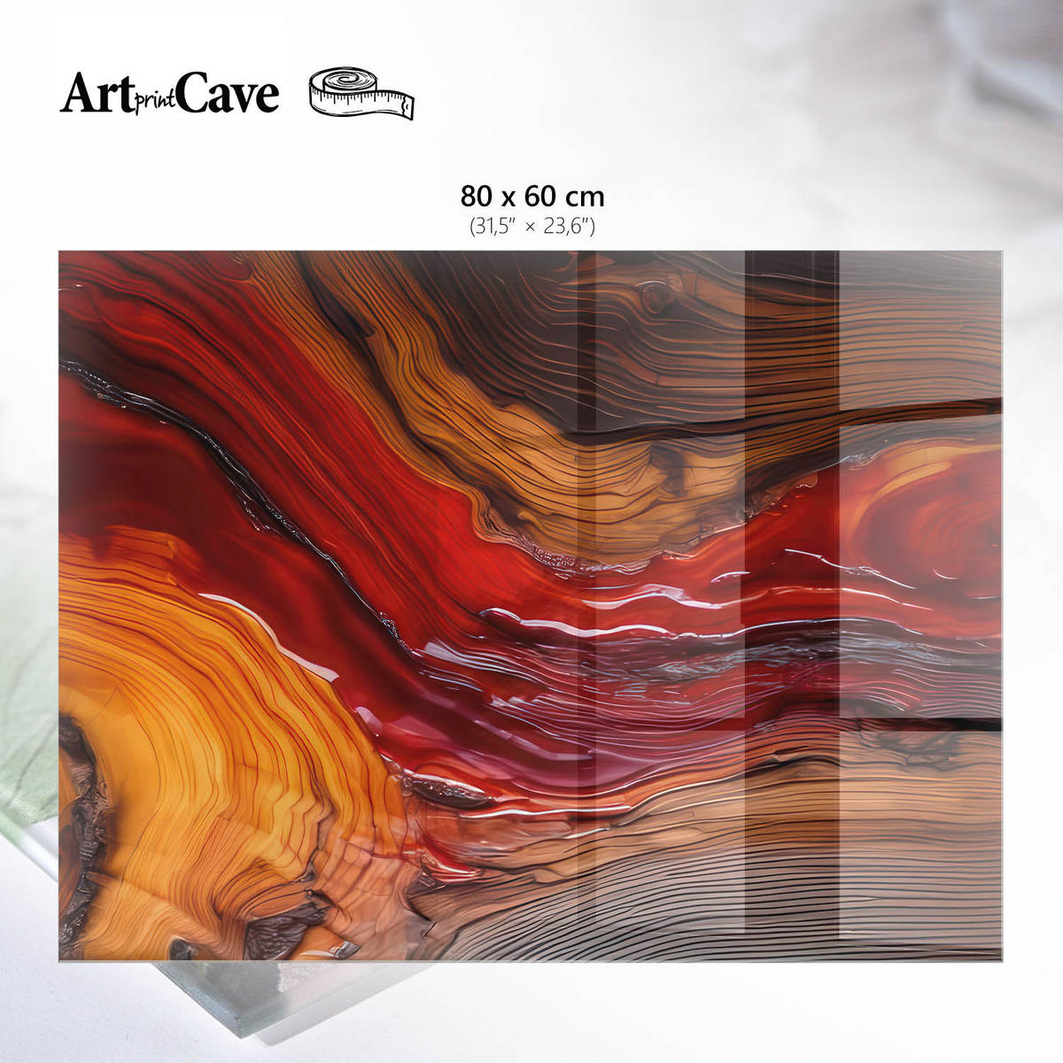 GLASPLATTE 80x60 cm – Elementarenergie - Braun, Glas (0.4/80/60cm) - ArtPrintCave