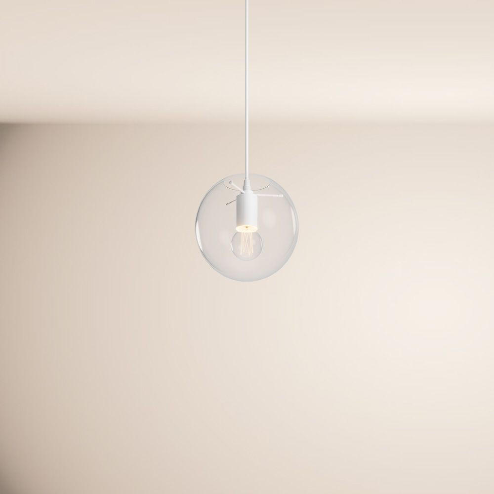 HÄNGELAMPE Orb 1.5m Abhängung Klar/Weiß Ø 20cm - Klar, Glas (20/20/20cm) - s.luce