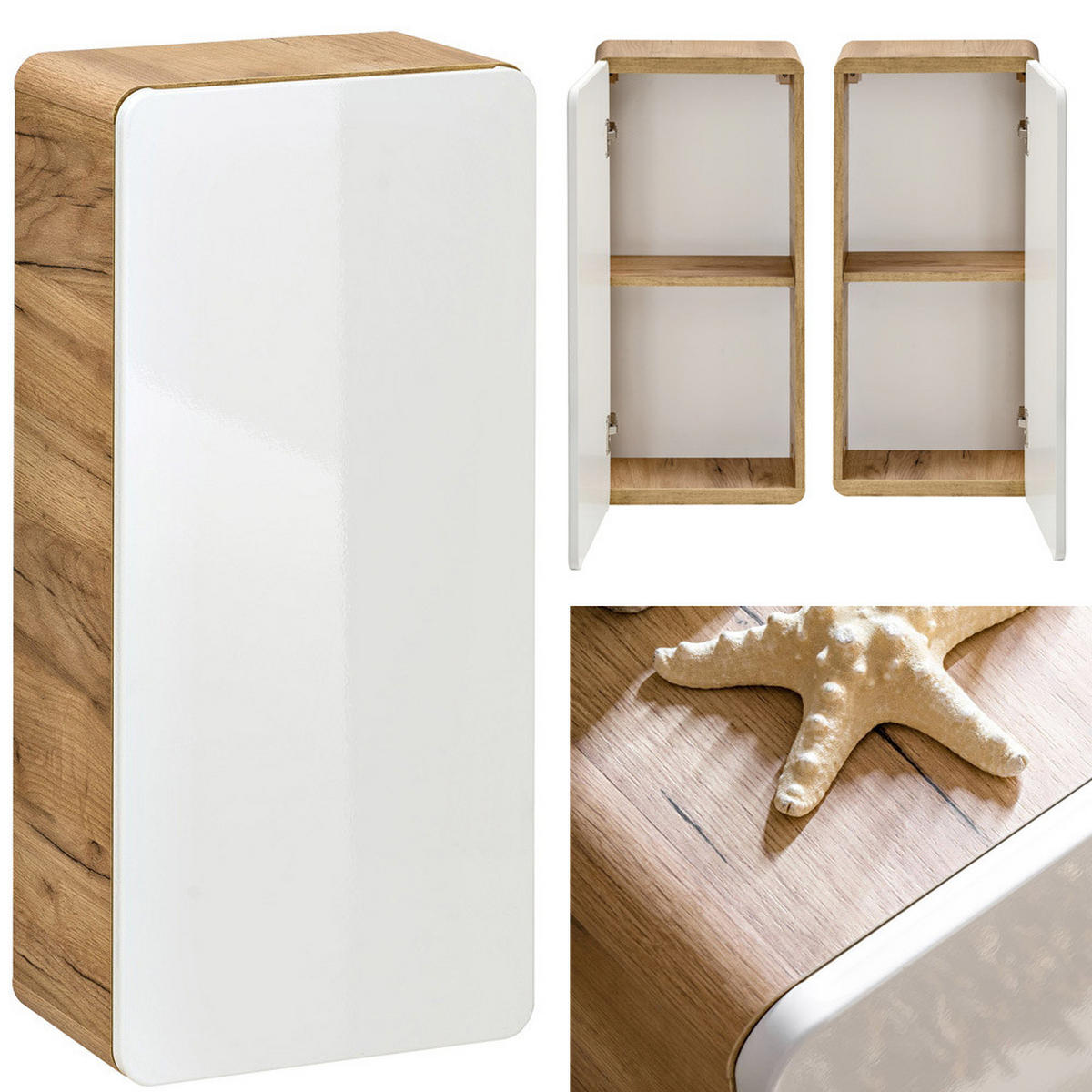 HÄNGESCHRANK Luton-56 - Weiß, Holzwerkstoff (35/75/22cm) - Lomado