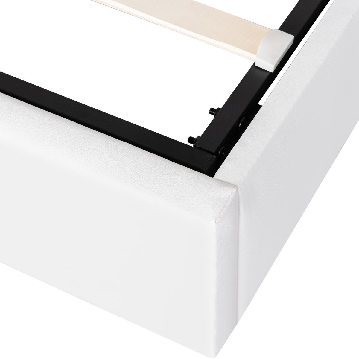 POLSTERBETT 140x190 LED Lattenrost Stauraum Weiß - Weiß, Leder - FLIEKS