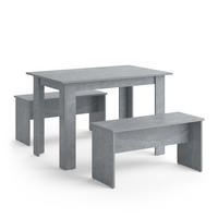 ESSTISCH SET Sentio Beton 110 x 70 cm mit 2 Bänken - Grau, Holzwerkstoff (110/73/70cm) - Vicco