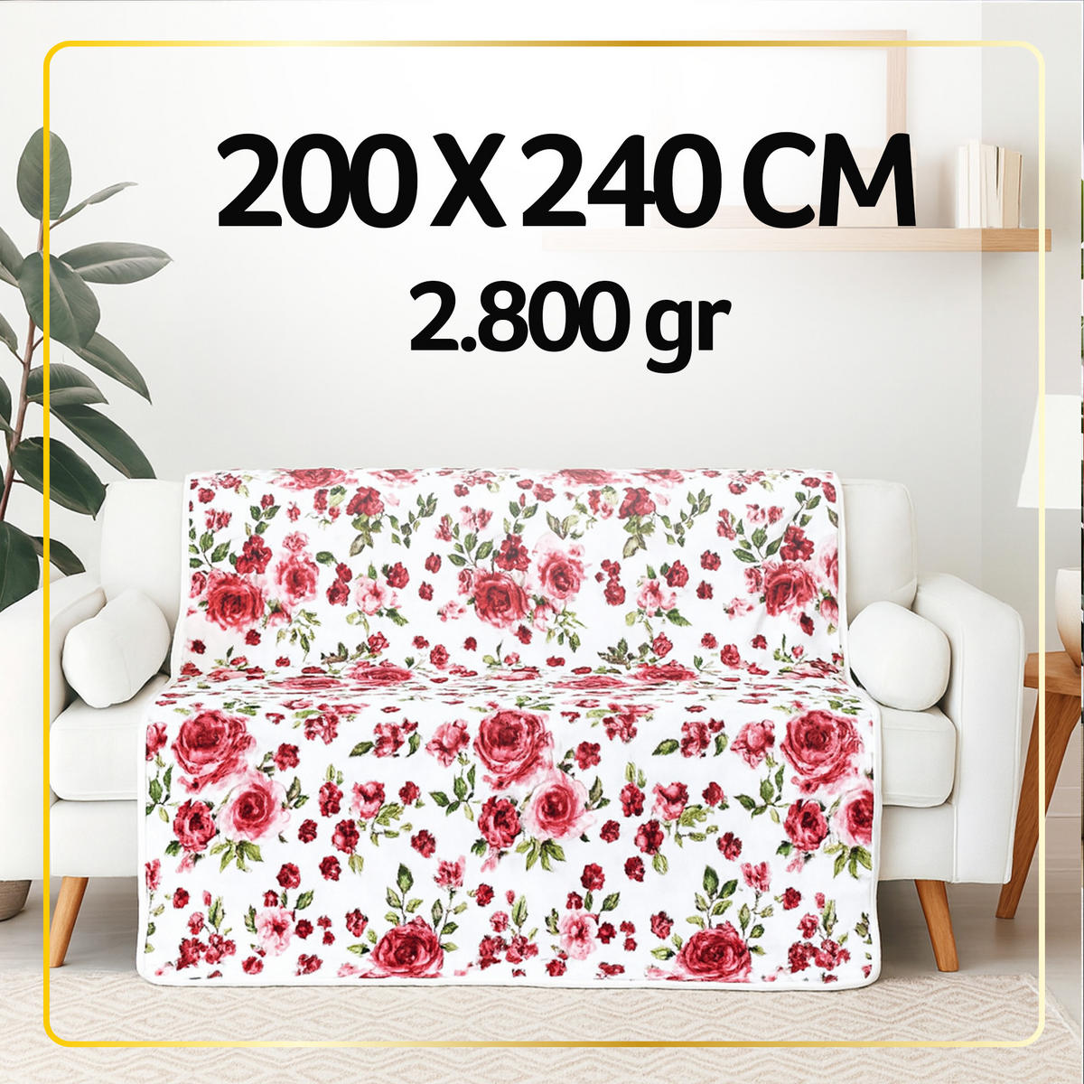 KUSCHELDECKE XXL 240x200 cm Rosen-Motiv Weiß - Weiß, Textil (200/240cm) - Bestlivings