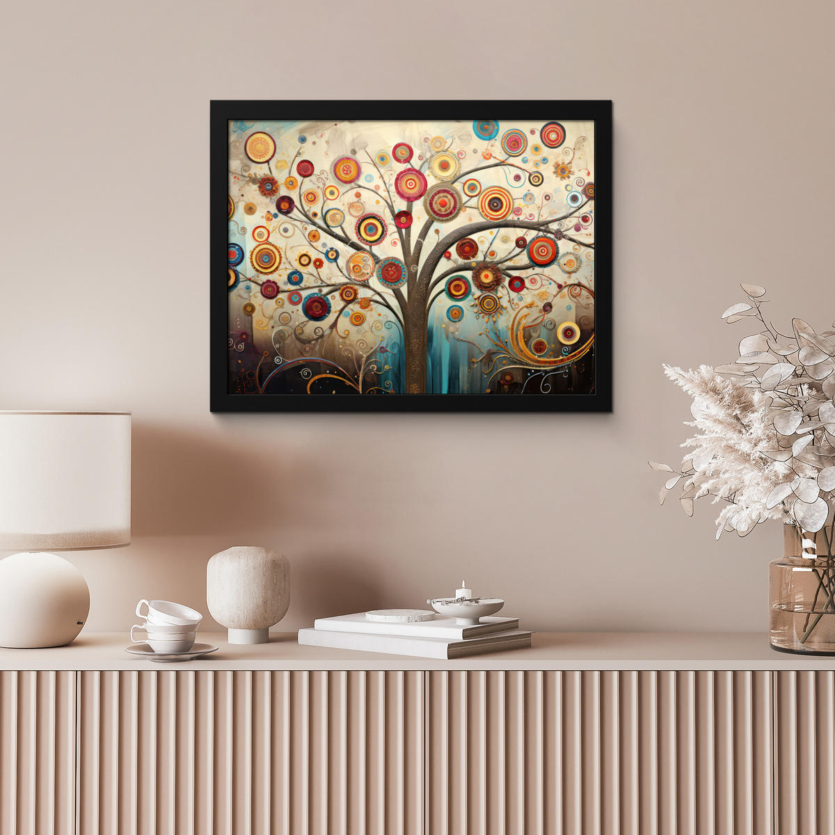 POSTER MIT RAHMEN Baum - Baum des Lebens - Farbe 40x30 cm - Braun, Papier (40/30cm) - MuchoWow