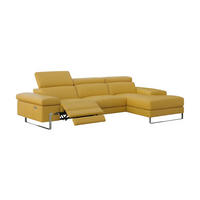 ECKSOFA Lete Echtleder mit 1 x Relaxfunktion Senfgelb - Gelb, Leder/Metall (160/232cm)