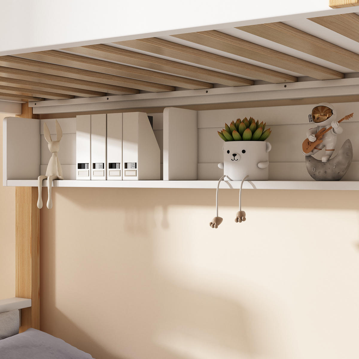 ETAGENBETT 90/140x200 Weiß/Natur - Naturfarben, Holz (90/200cm) - ComfortXL