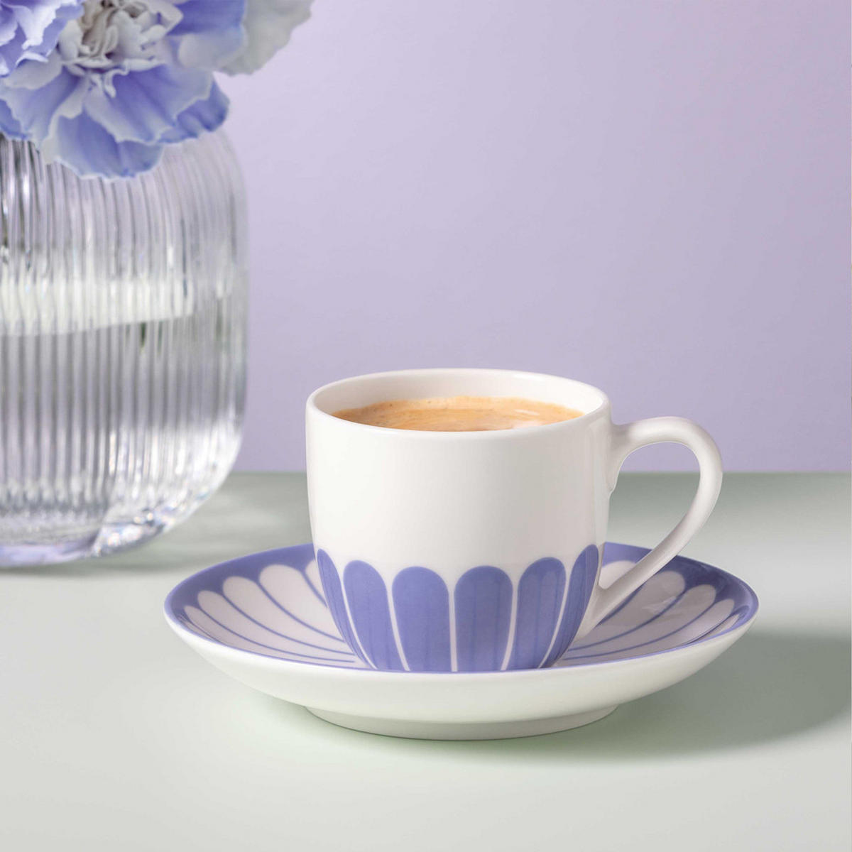 ESPRESSOTASSEN MIT UNTERTASSEN Fleur Couleur Bleu 70 ml 6er Set - Blau, Keramik (11.7/8/11.7cm) - Villeroy & Boch