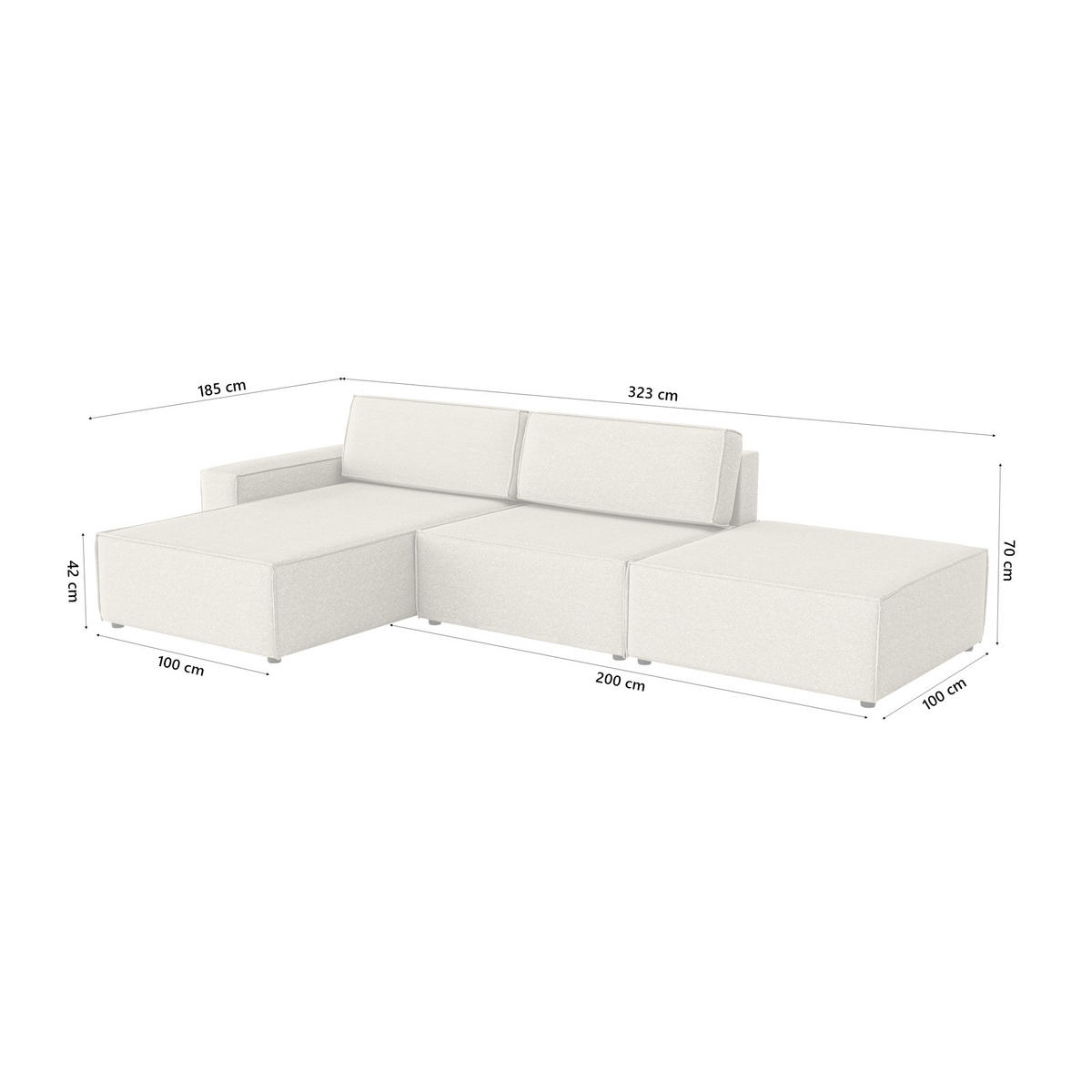 ECKSOFA Lummo Re mit Schlaffunktion, Beige - Beige, Textil (323/185cm) - Fedve