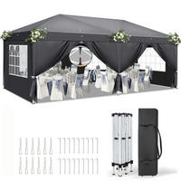 FALTPAVILLON 3 x 6 m Dunkelgrau mit 6 Seitenteilen - Anthrazit, Textil (300/268/600cm)