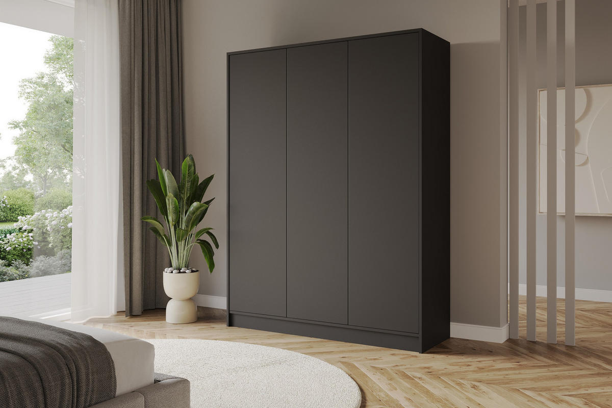 KLEIDERSCHRANK - GALA - 150 - Schwarz - Schwarz, Holzwerkstoff (150/200/51cm) - ALTDECOR