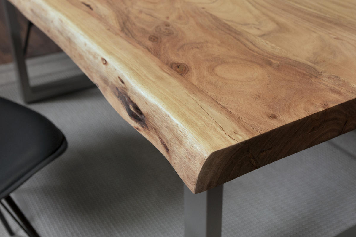 ESSTISCH CALI - Beige/Silberfarben, Holz/Metall (100/300/77cm) - SAM