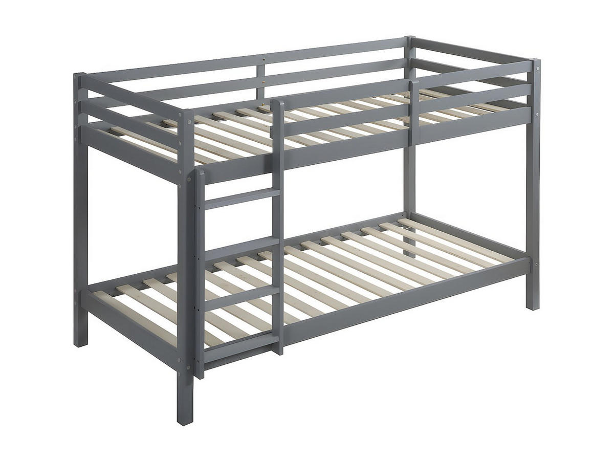 ETAGENBETT - 2x 90 x 190 cm - Kiefer massiv - Grau - ANICET II - Grau, Holz (97/198cm) - Vente-Unique