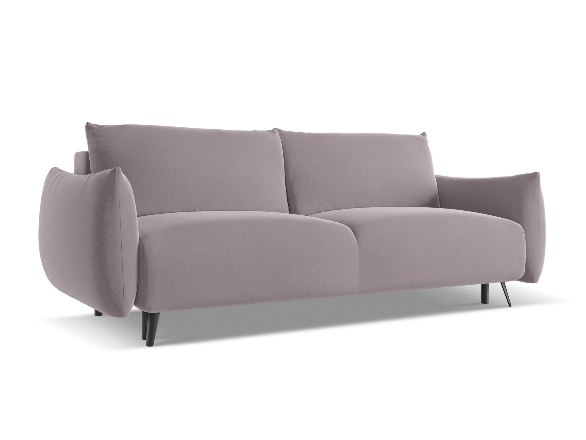 3-SITZER SOFA mit Schlaffunktion Samt Stoff Violett - Lila/Flieder, Textil/Metall (230/86/105cm) - Makamii