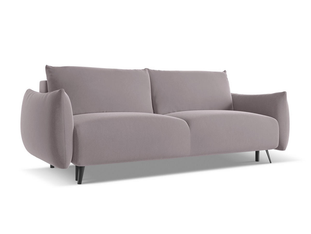 3-SITZER SOFA mit Schlaffunktion Samt Stoff Violett - Lila/Flieder, Textil/Metall (230/86/105cm) - Makamii