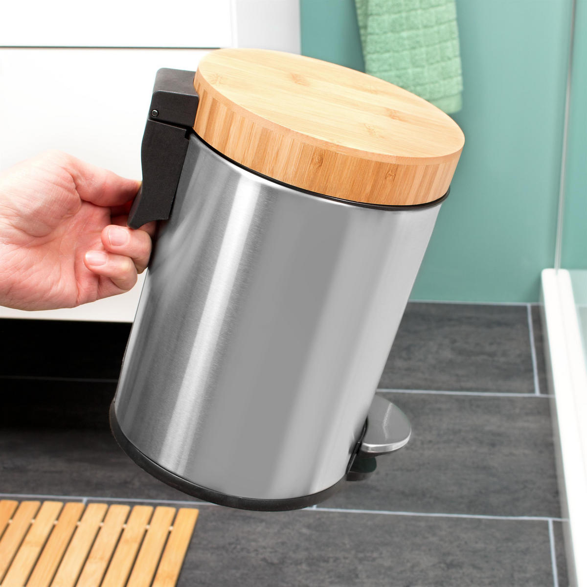 KOSMETIKEIMER, Edelstahl - Edelstahlfarben, Metall (17/25/17cm) - bremermann