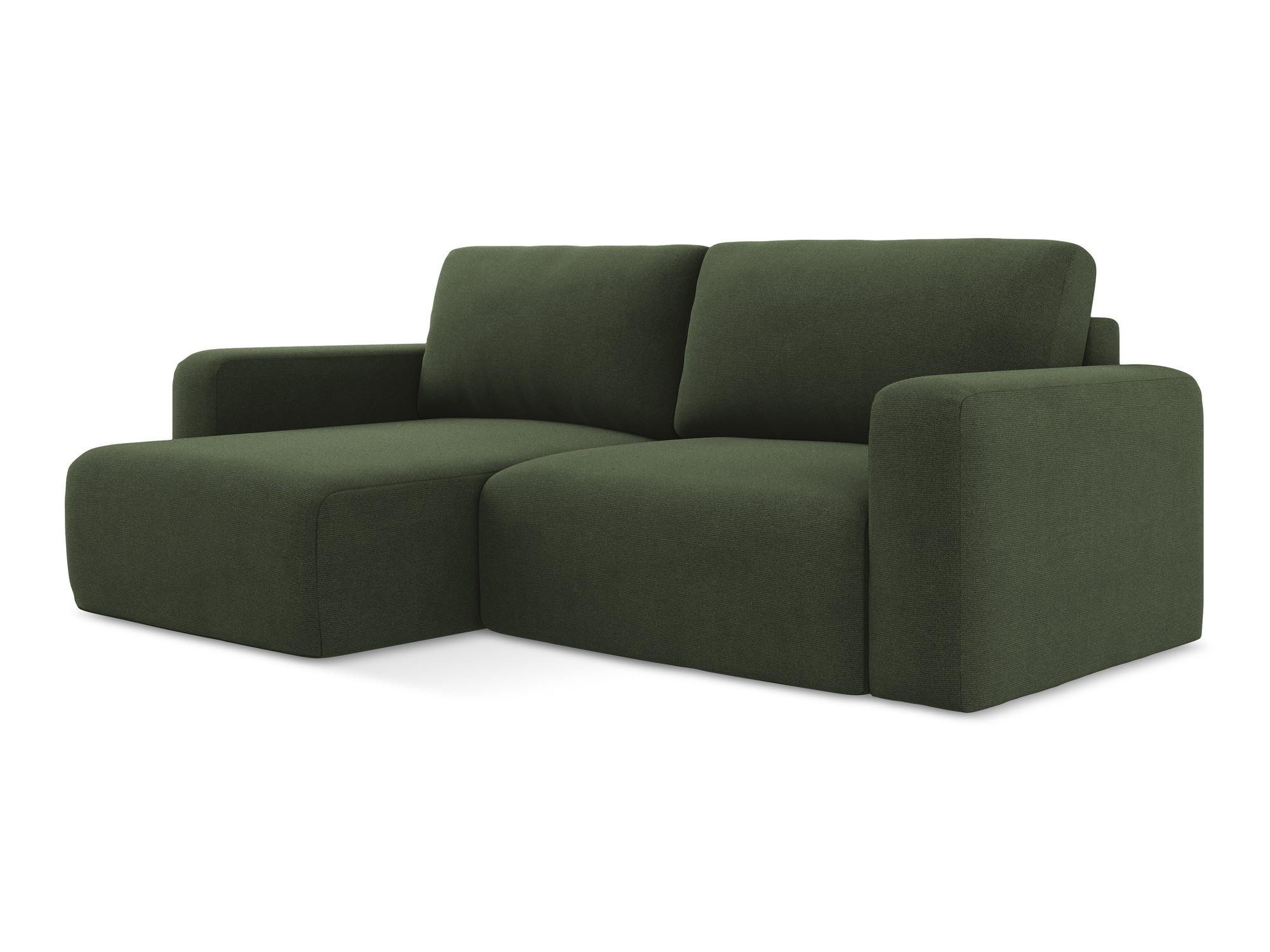 ECKSOFA mit Schlaffunktion links Strukturstoff Stoff Grün - Blau/Schwarz, Kunststoff/Textil (149/244cm) - Makamii